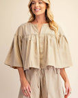 Swing Cape Stripe Top-Beige