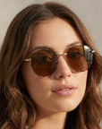 Lucy Metal Frame Sunglasses-Brown