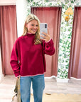 Falling Leaves Sweater-Burgundy