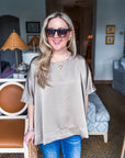 New Favorite Oversized Top-Taupe