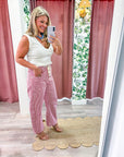 Maritime Stripe Barrel Pants-Red