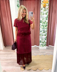 Party Ready Fringe Midi Skirt