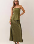 Satin Siren Maxi Dress-Olive