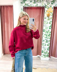 Falling Leaves Sweater-Burgundy