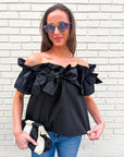 Great Night Off Shoulder Top-Black