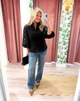 The Mandarin Lace Top-Black