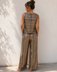 Dazzle Stripe Wide Leg Sequin Pants