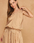 Breton Twisted Bubble Top-Tan/Blush