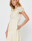 Easy Like Sunday Embroidered Midi Dress-Ivory