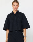 Spring Reset Eyelet Cropped Jacket-Black