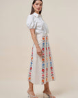 Floral Harmony Embroidered Midi Skirt