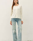 Gentle Days Ribbed Cardigan-Ivory