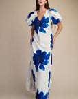 Camellia Puff-Sleeve Maxi Dress-Royal