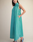Nantucket Stripe Maxi Dress-Green
