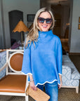 Go With the Flow Knit Top-French Blue/Cream