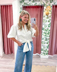 Dahlia Puff Sleeve Top-White