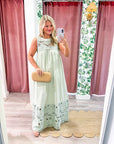 PREORDER: Desert Breeze Lace Maxi Dress-Sage