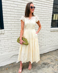 Easy Like Sunday Embroidered Midi Dress-Ivory