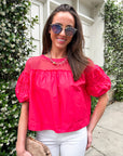 Sheer Romance Bubble Top-Raspberry Pink