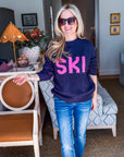 Ski Sport Sweater-Navy/Pink