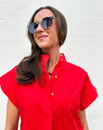 Timeless Touch Collar Top-Red