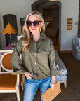 Midtown Chic Button Down Top-Olive