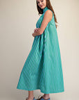 Nantucket Stripe Maxi Dress-Green