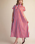 The Iconic Stripe Midi Dress-Plum