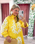 Isla Floral Baroque Dress-Yellow