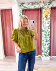 Beatrice Puff Sleeve Top-Olive