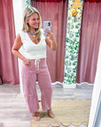 Maritime Stripe Barrel Pants-Red