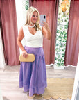 Breton Midi Skirt-Peri/Red