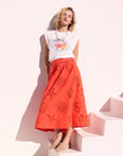 Ocean Mist Eyelet Lace Midi Skirt