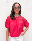 Sheer Romance Bubble Top-Raspberry Pink