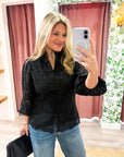 The Mandarin Lace Top-Black