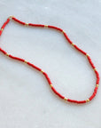 Lettie Seed Bead Necklace-Red