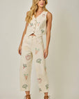 Veggie Embroidered Barrel Jeans