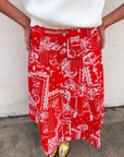 Rope Me In Midi Skirt-Red