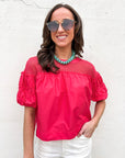 Sheer Romance Bubble Top-Raspberry Pink