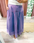 Breton Midi Skirt-Peri/Red