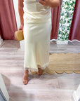 Lace Allure Midi Skirt-Cream