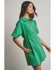 Take it Easy Zipper Mini Dress-Green