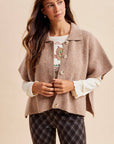 Softly Spoken Sweater Cape Cardigan-Latte