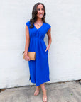The Paris Edition Midi Dress-Royal Blue