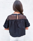 Sheer Romance Bubble Top-Black