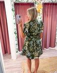 Bellemont Floral Mini Dress-Olive