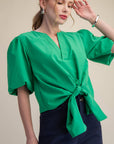 Dahlia Puff Sleeve Top-Green