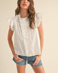 Blissful Wind Button Down Top-White