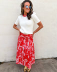 Rope Me In Midi Skirt-Red