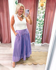 Breton Midi Skirt-Peri/Red